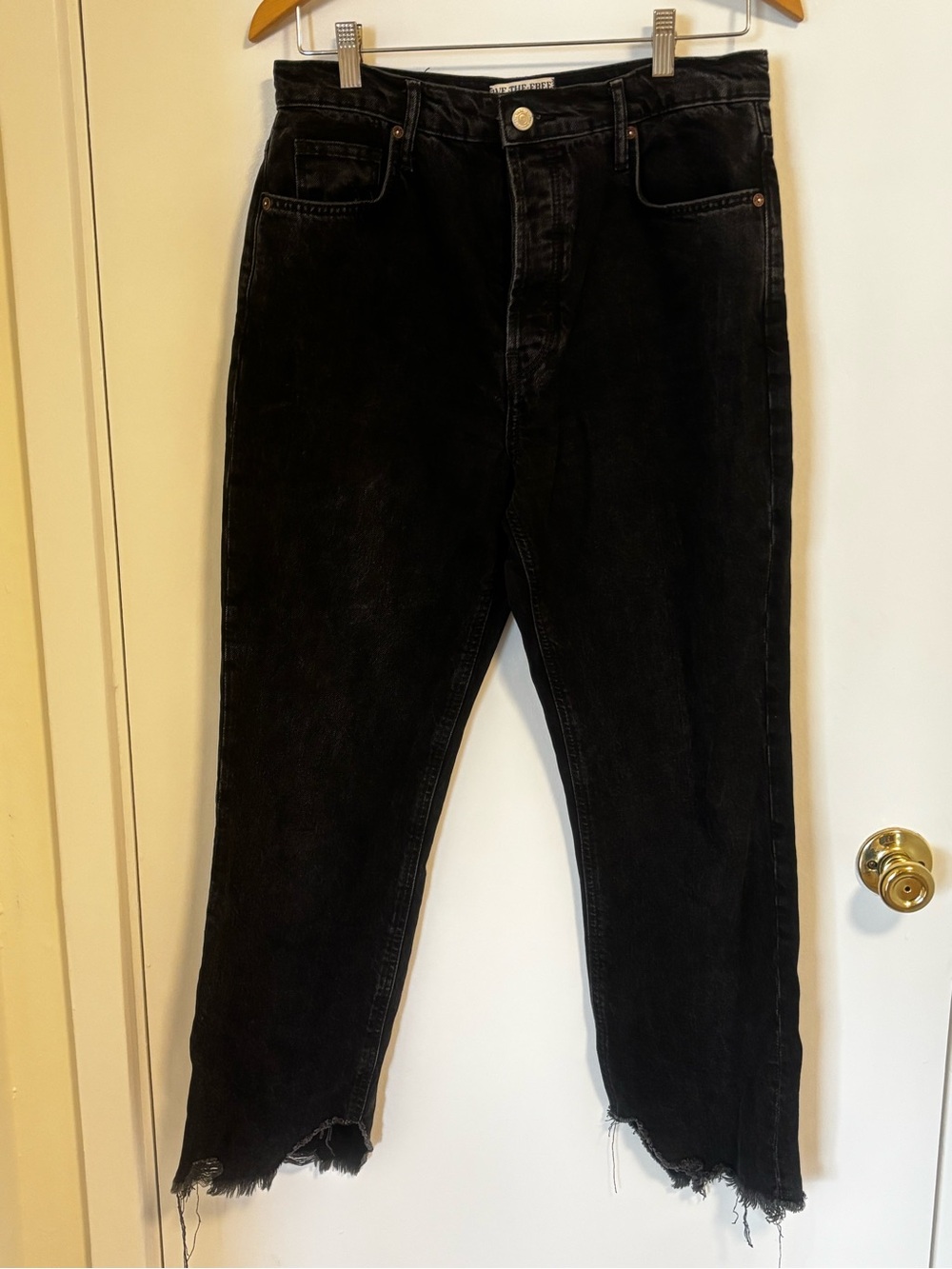 We the Free Black High-Rise Distressed Hem Jeans